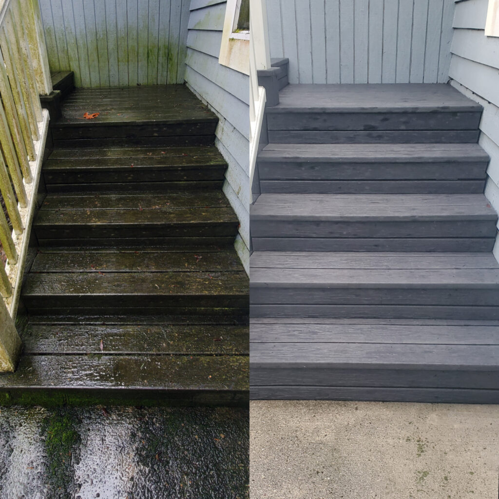 Pressure washing driveway and exterior surfaces in Kitsap County