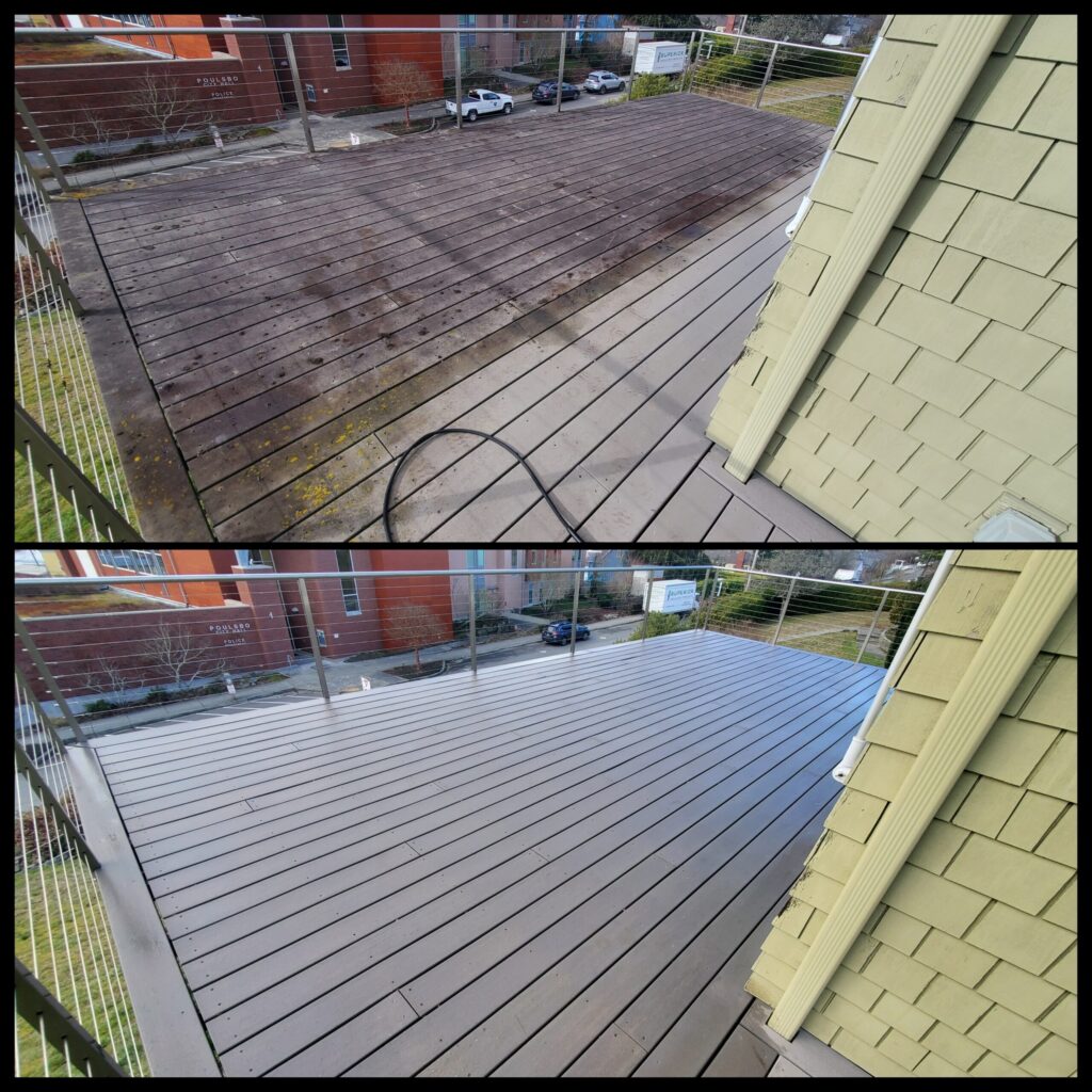 Pressure washing driveway and exterior surfaces in Kitsap County