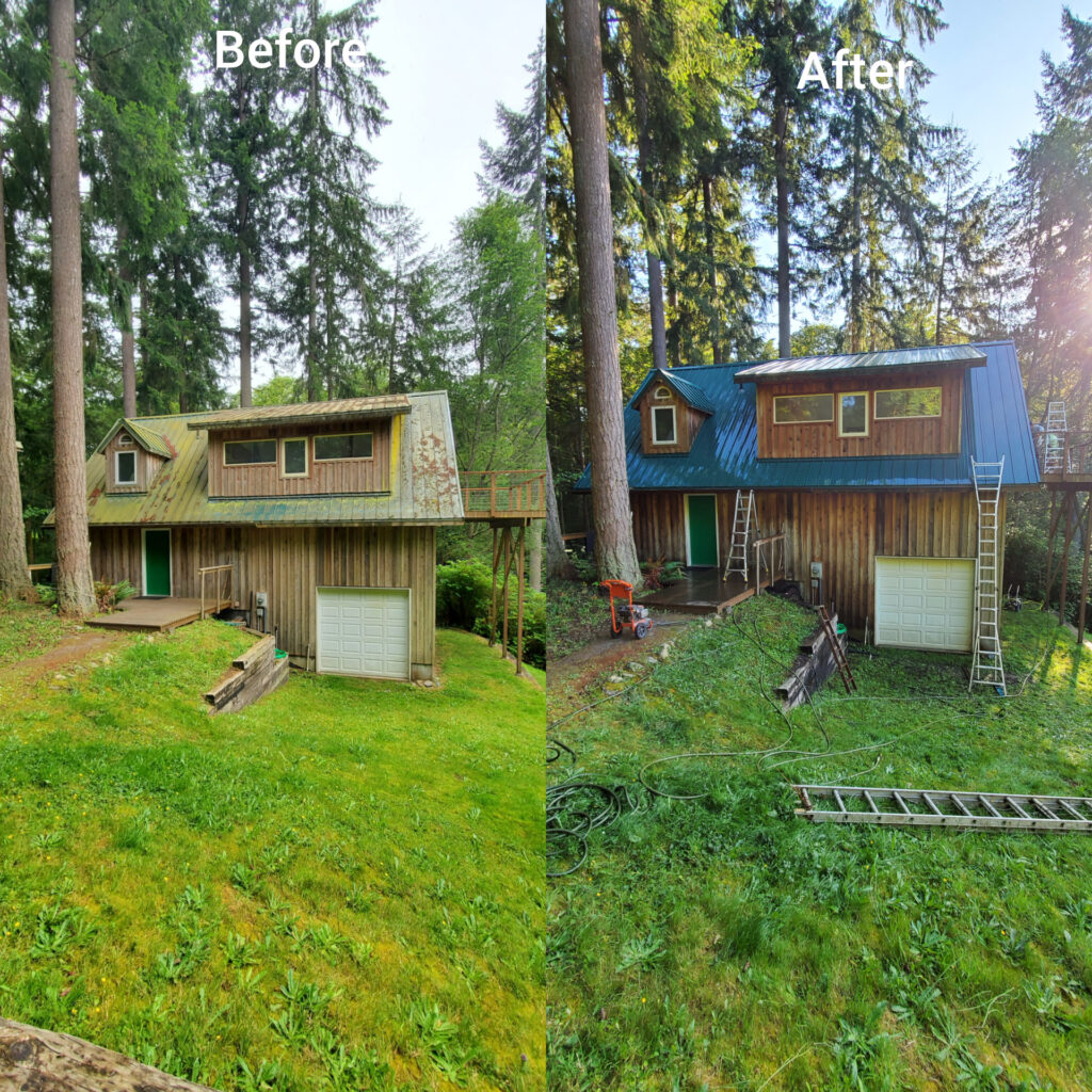 Exterior house cleaning with pressure washing in Puget Sound