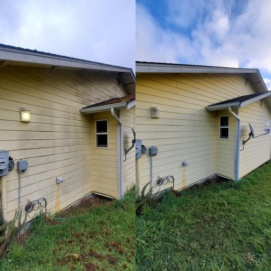 Pressure washing driveway and exterior surfaces in Kitsap County
